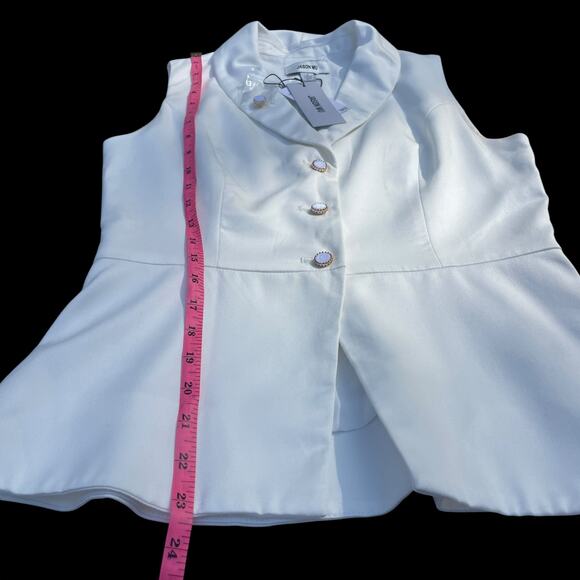 NWT!  Jason Wu White Peplum Button-Front Tencel  Vest - Size 4 - Picture 9 of 16